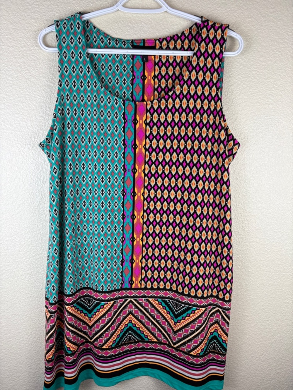 Grayson Women's Sleeveless Lightweight Stretch Tunic Mini Dress Multi Colorful L